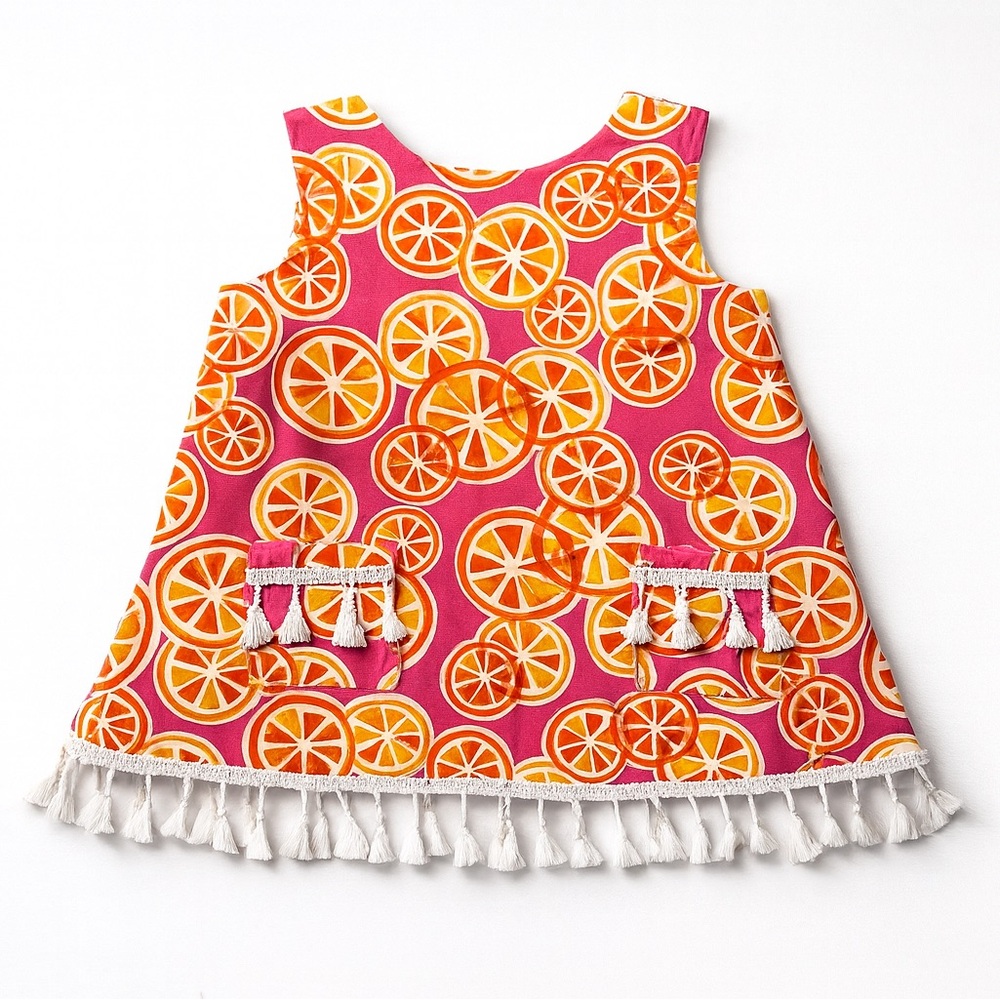 Five loaves two fish citrus dress fringe lemon slices citrus summer